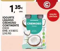 Continente Iogurte líquido cremoso continente coco promoção