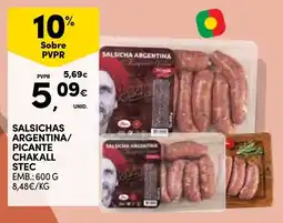 Continente Salsichas argentina/picante chakall stec promoção
