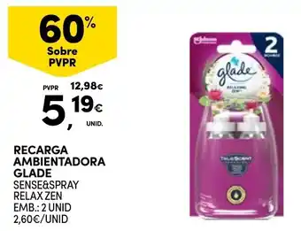 Continente recarga ambientadora glade sense&spray relax zen promoção