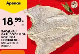 Continente Bacalhau graúdo de 1ª da noruega continente salgado seco inteiro promoção