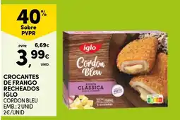 Continente Crocantes de frango recheados iglo cordon bleu promoção