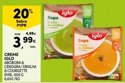 Continente creme iglo abóbora & cenoura/ ervilha & courgette promoção