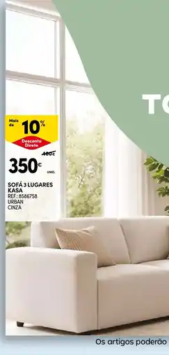 Continente Sofá 3 lugares kasa promoção