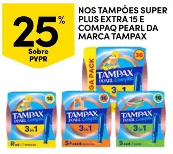 Continente tampões super plus extra 15 e compaq pearl da marca tampax promoção