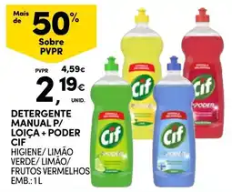 Continente Detergente manual p/ loiça + poder cif promoção