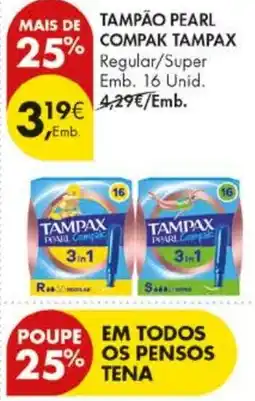 Pingo Doce tampão pearl compak tampax promoção
