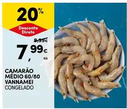 Continente Camarão médio 60/80 vannamei congelado promoção