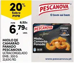 Continente Miolo de camarão panado pescanova promoção