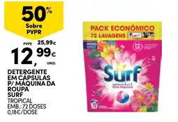 Continente Detergente em cápsulas p/ máquina da roupa surf tropical promoção