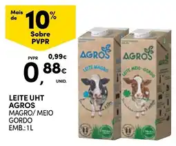Continente Leite uht agros magro/meio gordo promoção