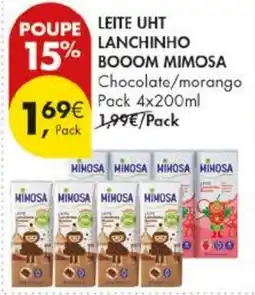 Pingo Doce Leite uht lanchinho boom mimosa chocolate/morango promoção