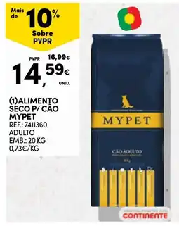 Continente Alimento seco p/ cão mypet promoção