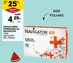 Continente resma papel impressão a4 navigator promoção