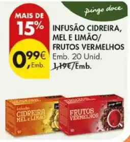 Pingo Doce Infusão cidreira mel e limão frutos vermelhos promoção
