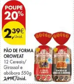 Pingo Doce Pão de forma oroweat promoção