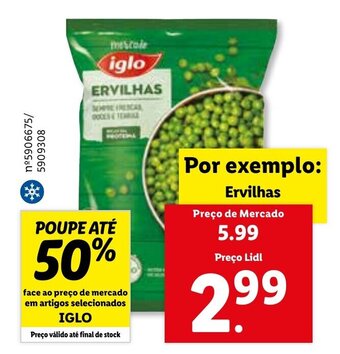 Lidl Ervilhas Iglo promoção