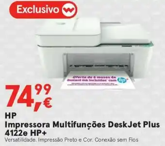 Worten HP Impressora Multifunções Desk Jet Plus 4122e HP+ promoção