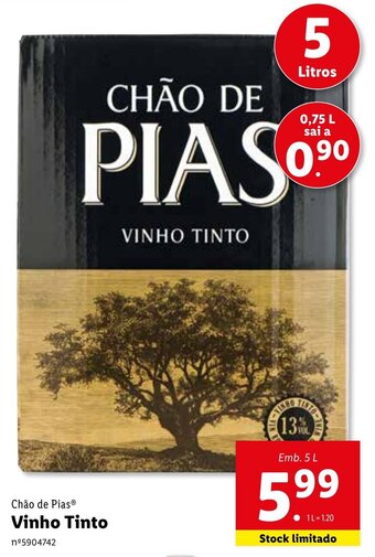 Lidl Chão de Pias Vinho Tinto 5L promoção