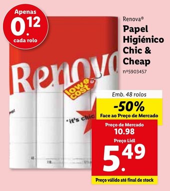 Lidl Renova Papel Higiénico Chic & Cheap 48 rolos promoção