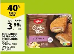 Continente Bom dia Crocantes de frango recheados iglo cordon bleu promoção