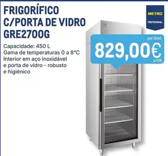 Frigorífico c/porta de vidro gre2700g