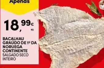 Continente Bom dia Bacalhau graúdo de 1º da noruega continente salgado seco inteiro promoção