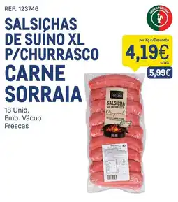 Makro Salsichas de suíno xl p/churrasco carne sorraia promoção