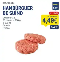 Makro Hambúrguer de suíno metro chef promoção