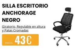 Atrapamuebles silla escritorio anchorage negro promoção