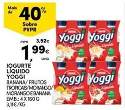 Continente Bom dia Iogurte líquido yoggi banana/frutos tropicais/morango/morango e banana promoção