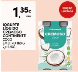 Continente Bom dia Iogurte líquido cremoso continente coco promoção