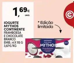 Continente Bom dia Iogurte mythos continente framboesa e chocolate branco promoção