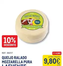 Makro Queijo ralado mozzarella pura lafuentte promoção