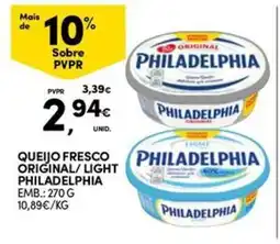 Continente Bom dia queijo fresco original/light philadelphia promoção