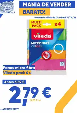 Casa Cheia Panos micro fibra Vileda pack 4 u promoção