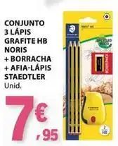 E.Leclerc Staedtler - conjunto 3 lapisa grafite hb noris + borracha + afia-lápis promoção