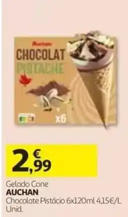 Auchan Gelado Cone Auchan Chocolate Pistácio promoção