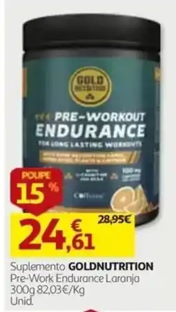 Auchan Suplemento goldnutrition pre-work endurance laranja promoção