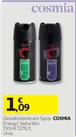 Auchan Desodorante em Spray Cosmia Energy/Seduction promoção