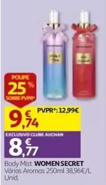 Auchan body mist women secret promoção