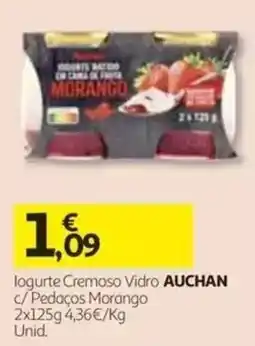 Auchan Iogurte Cremoso Vidro c/ Pedaços Morango Auchan promoção