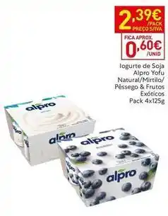 Recheio Alpro - logurte de soja natural/miniti/pásego & frutos promoção