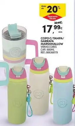 Continente Bom dia Copo c/tampa/garrafa marshallow promoção