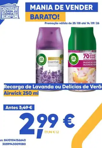 Recarga de Lavanda ou Delícias de Verão Airwick 250 ml