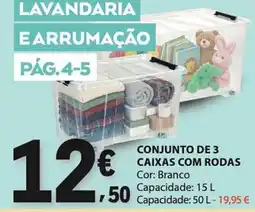 E.Leclerc Conjunto de 3 caixas com rodas promoção