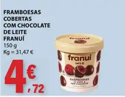 E.Leclerc franui framboesas cobertas com chocolate de leite promoção
