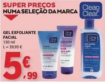 E.Leclerc gel exfoliante facial clean & clear promoção