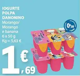 E.Leclerc Iogurte polpa danonino morango morango e banana promoção