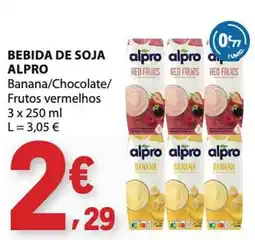 E.Leclerc Bebida de soja alpro banana/chocolate/frutos vermelhos promoção