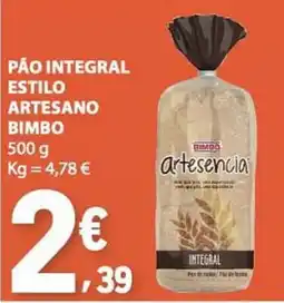E.Leclerc Pão integral estilo artesano bimbo promoção